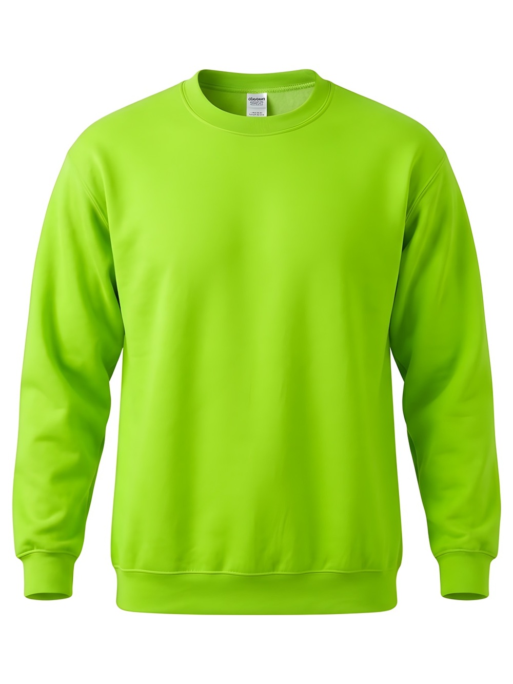 Neon Lime Green Crewneck Sweatshirt XL 50/50 Cotton Poly Blend Solid Blank